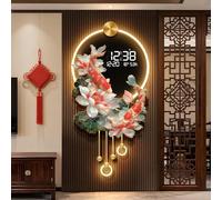 3D Decorative Wall Clock with LED Light, Silent Operation, Temperature and Date Display for Home and Office