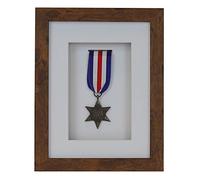 3d Deep Box Frame To Display War/Military/Sports Medals Black White Grey Oak-1 Medal-Medium Distressed Oak Frame With White Mount