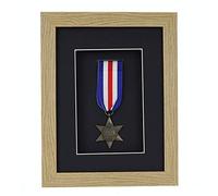 3d Deep Box Frame To Display War/Military/Sports Medals Black White Grey Oak-1 Medal-Oak Frame With Black Mount
