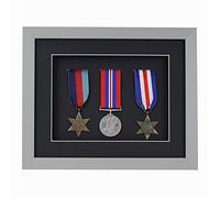 3d Deep Box Frame To Display War/Military/Sports Medals Black White Grey Oak-3 Medals-Grey Frame With Black Mount
