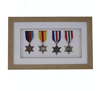 3d Deep Box Frame To Display War/Military/Sports Medals Black White Grey Oak-4 Medals-Oak Frame With White Mount