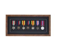 3d Deep Box Frame To Display War/Military/Sports Medals Black White Grey Oak-7 Medals-Medium Distressed Oak Frame With Black Mount