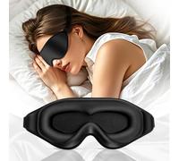 3D Deep Contoured Zero Pressure Sleep Eye Mask for Men & Women, Blackout Blindfold with Adjustable Strap for Travel, Home, Nap (Black)
