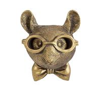 3D Deer Head Wall Mount Ornament, Bear Wall Decor Stag Head Wall Decoration Ornaments, Waterproof Bronzed Resin Statue for Living Room Bedroom (Mouse)