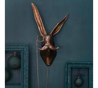 HENSIR 3D Deer Head Wall Mount Ornament, Bear Wall Decor Stag Head Wall Decoration Ornaments, Waterproof Bronzed Resin Statue for Living Room Bedroom (Rabbit)