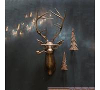 3D Deer Head Wall Mount Ornament, Bear Wall Decor Stag Head Wall Decoration Ornaments, Waterproof Bronzed Resin Statue for Living Room Bedroom (Deer)