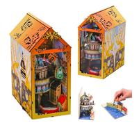 3D Denmark Book Nook Kit, Miniature Dollhouse Book Corner Kit, Interactive Wooden Dollhouse Set, Bookshelf Decor Puzzle, Bookend Decor Kit for Adults and Teenagers