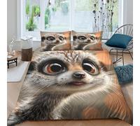 3D Design Breathable Microfibre Cute meerkat Comforter Cover All Season Bedding Sets with Pillowcases Digital art style Quilt Cover Easy Care Machine Washable for Men Women Kids Super king（260x220cm）