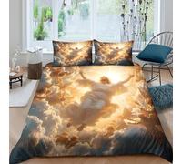 3D Design Cosy Microfibre Heavenly ascension Quilt Cover Sets Soft Bedding Set with Pillow Cases Religious divine Bedding Quilt Cover All Season Machine Washable for Home Decor Super king（260x220cm）