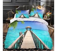 3D Design Printed 3 Pcs Bedding Set Bed Decor Zipper Closure Super Tropical Beach Quilt Cover Hypoallergenic Hotel Quality for Adults,Youth,Kids sunny Vacation Vibe Duvet Cover Double（200x200cm）