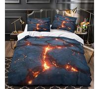 3D Design Printed 3 Pcs Bedding Set Bed Decor Zipper Super Volcanic Eruption Comforter Cover Hypoallergenic Machine Washable for Kids,Adults,Youth realistic Fiery Quilt Cover King（220x240cm）