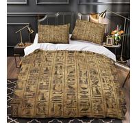 3D Design Printed 3 Pcs Bedding Set Bedroom Decor Design Ancient Hieroglyphs Duvet Cover Washable Hypoallergenic for Youth,Teenagers,Adults Egyptian Historical Comforter Cover Single（140x200cm）