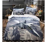 3D Design Printed 3 Pcs Bedding Set Bedroom Decor Fighter Jets in Flight Comforter Cover Breathable Wrinkle-Resistant for Girls,Teens,Boys Military Aviation work Quilt Cover Super king（260x220cm）