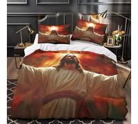 3D Design Printed 3 Pcs Bedding Set Bedroom Decor Hidden Zipper Super Soft Jesus Christ Comforter Cover Easy Care Machine Washable for Boys,Kids,Women religious Quilt Cover Super king（260x220cm）