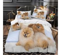 3D Design Printed 3 Pcs Bedding Set Bedroom Decor Hidden Zipper Ultra Pomeranian Dogs Comforter Cover Durable Hotel Quality for Teens,Kids,Women Cute Fluffy Pets Quilt Cover Super king（260x220cm）