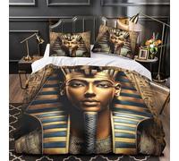 3D Design Printed 3 Pcs Bedding Set Bedroom Decor Super Egyptian Pharaoh Comforter Cover Washable Hypoallergenic for Girls,Kids,Teenagers Ancient Royal Portrait Quilt Cover Double（200x200cm）
