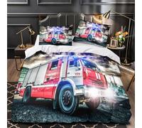3D Design Printed 3 Pcs Bedding Set Bedroom Decor Zipper Closure Super Fire Truck Emergency Quilt Cover Machine Washable Easy Care for Kids,Teens,Adults urban Rescue Duvet Cover King（220x240cm）