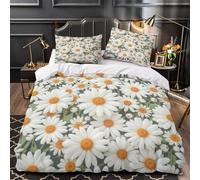 3D Design Printed 3 Pcs Bedding Set Home Decor Hidden Zipper Ultra Daisy Flowers Quilt Cover Breathable Anti-allergic for Adults,Kids,Teenagers botanical Garden Duvet Cover Double（200x200cm）