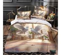 3D Design Printed 3 Pcs Bedding Set Home Decor Hidden Zipper Ultra White Doves in Flight Quilt Cover Breathable Anti-allergic for Adults,Kids,Teenagers home Decor Duvet Cover Single（140x200cm）