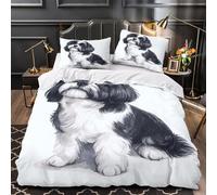 3D Design Printed 3 Pcs Bedding Set Home Decor Zipper Closure Design ShihTzuPuppy Duvet Cover Easy Care Hotel Quality for Teenagers,Boys,Women CoonIllustration Comforter Cover Single（140x200cm）