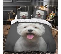 3D Design Printed 3 Pcs Bedding Set Room Decor Hidden Zipper Ultra Soft Cute White Dog Comforter Cover Hypoallergenic All Season for Youth,Kids,Teens Studio Portrait Quilt Cover King（220x240cm）