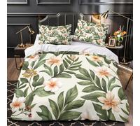 3D Design Printed 3-Piece Bedding Set Bed Decor Zipper Closure Design Tropical Flowers Quilt Cover Durable Machine Washable for Youth,Adults,Teens botanical Garden Duvet Cover Single（140x200cm）