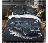 3D Design Printed 3-Piece Bedding Set Bedroom Decor Extra Classic Muscle Car Comforter Cover Breathable Wrinkle-Resistant for Girls,Teens,Boys Vintage Automotive Quilt Cover Single（140x200cm）