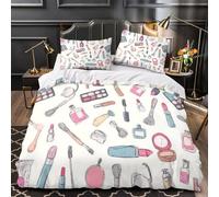 3D Design Printed 3-Piece Bedding Set Home Decor Design Cosmetic Tools Duvet Cover Washable Hotel Quality for Teenagers,Girls,Adults Hand Drawn Beauty Set Comforter Cover Super king（260x220cm）
