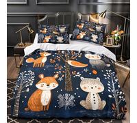 3D Design Printed 3-Piece Bedding Set Home Decor Extra Foxes in Forest Quilt Cover Hypoallergenic Wrinkle-Resistant for Adults,Girls,Children Winter Woodland Duvet Cover Super king（260x220cm）