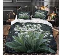 3D Design Printed 3-Piece Bedding Set Home Decor Hidden Zipper Ultra Lily of Valley Comforter Cover Breathable Anti-allergic for Teens,Adults,Kids Botanical Garden Quilt Cover Single（135x200cm）
