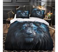 3D Design Printed 3-Piece Bedding Set Room Decor Zipper Closure Super Lion with Lightning Comforter Cover Durable Easy Care for Girls,Women,Adults Duvet Cover Super king（260x220cm）