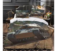 3D Design Printed 3-Piece Bedding Set Room Decor Zipper Closure Super Soft Military Tank Comforter Cover Durable Easy Care for Girls,Women,Adults Vintage Warfare Duvet Cover Super king（260x220cm）