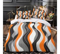 3D Design Printed 3-Piece Bedding Set Room Decor Zipper Closure Ultra Wavy Stripes Comforter Cover Breathable Hotel Quality for Youth,Teens,Adults Modern Abstract Quilt Cover Double（200x200cm）