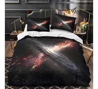 3D Design Printed 3 Pieces Bedding Set Bed Decor Hidden Zipper Super Soft Galaxy Collision Comforter Cover Washable Anti-allergic for Teens,Boys,Women Cosmic Space Quilt Cover King（220x240cm）