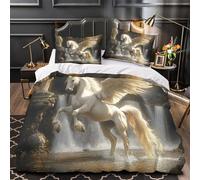 3D Design Printed 3 Pieces Bedding Set Bed Decor Zipper Closure Super Pegasus Winged Horse Quilt Cover Durable Anti-allergic for Kids,Adults,Women mythical Fantasy Duvet Cover Single（140x200cm）