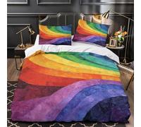 3D Design Printed 3 Pieces Bedding Set Bed Decor Zipper Closure Ultra Rainbow Curves Quilt Cover Washable Anti-allergic for Teens,Youth,Women Abstract Color Waves Duvet Cover Single（140x200cm）