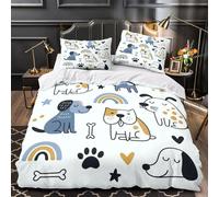 3D Design Printed 3 Pieces Bedding Set Bed Decor Zipper Super Soft Cute Dog Illustrations Comforter Cover Washable Machine Washable for Youth,Kids,Women childhood Coon Quilt Cover King（220x240cm）