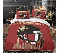 3D Design Printed 3 Pieces Bedding Set Bed Decor Zipper Super Soft Football Helmet Comforter Cover Washable Machine Washable for Youth,Kids,Women San Francisco Sports Quilt Cover King（220x240cm）