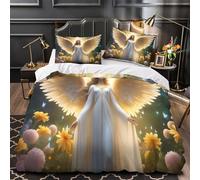 3D Design Printed 3 Pieces Bedding Set Bedroom Decor Design Extra Angel Wings Comforter Cover Easy Care Machine Washable for Teens,Youth,Boys divine Spiritual Quilt Cover Super king（260x220cm）