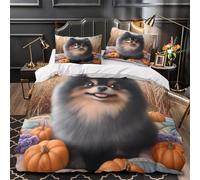 3D Design Printed 3 Pieces Bedding Set Bedroom Decor Hidden Zipper Super Pomeranian Dog Comforter Cover Easy Care Machine Washable for Boys,Kids,Women Cute Coon Quilt Cover Single（140x200cm）