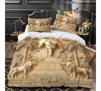 3D Design Printed 3 Pieces Bedding Set Home Decor Hidden Zipper Super Egyptian Pharaoh Quilt Cover Easy Care Machine Washable for Teenagers,Boys,Women Ancient Temple Duvet Cover Double（200x200cm）