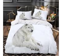 3D Design Printed 3 Pieces Bedding Set Room Decor Hidden Zipper Super Arctic Wolf Comforter Cover Washable Hypoallergenic for Kids,Adults,Women Wild Animal Portrait Quilt Cover Single（140x200cm）