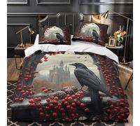 3D Design Printed 3 Pieces Bedding Set Room Decor Zipper Super Gothic Window View Comforter Cover Durable Machine Washable for Kids,Teens,Women Dark Fantasy Castle Quilt Cover King（220x240cm）