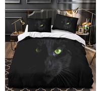 3D Design Printed 3 Pieces Bedding Set Room Decor Zipper Super Soft Black Cat Comforter Cover Durable Machine Washable for Kids,Teens,Women mystical Night Vibe Quilt Cover Single（135x200cm）