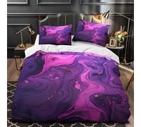 3D Design Printed 3 Pieces Bedding Set Room Decor Zipper Ultra Soft Abstract Swirls Quilt Cover Washable All Season for Adults,Teenagers,Girls Vibrant Purple Pink Duvet Cover King（220x240cm）
