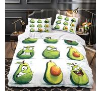 3D Design Printed 3PCs Bedding Set Bedroom Decor Hidden Zipper Super Avocado Faces Comforter Cover Durable Machine Washable for Teens,Women,Boys Coon Expressive Quilt Cover Single（140x200cm）