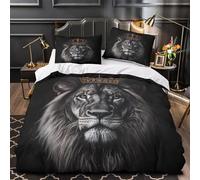3D Design Printed 3PCs Bedding Set Room Decor Hidden Zipper Super Soft Royal Lion King Comforter Cover Washable Easy Care for Teens,Women,Kids digital Portrait Quilt Cover Super king（260x220cm）