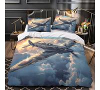 3D Design Printed 3PCs Bedding Set Room Decor Ultra Vintage Fighter Plane Comforter Cover Breathable Hotel Quality for Youth,Teens,Adults WWII Aerial Combat Quilt Cover Super king（260x220cm）