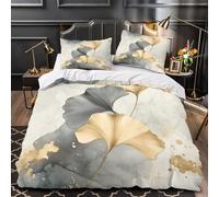 3D Design Printed 3PCs Bedding Set Room Decor Zipper Ultra Soft Ginkgo Leaf Comforter Cover Durable Easy Care for Children,Teens,Women Modern Abstract Botanical Quilt Cover Single（135x200cm）