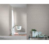 3D DESIGN QUALITY WASHED WHITE BRICK WALL EFFECT FEATURE WALLPAPER 226706 RASCH
